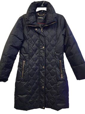 EUC Express Quilted Puffer Parka Coat Jacket Size Small